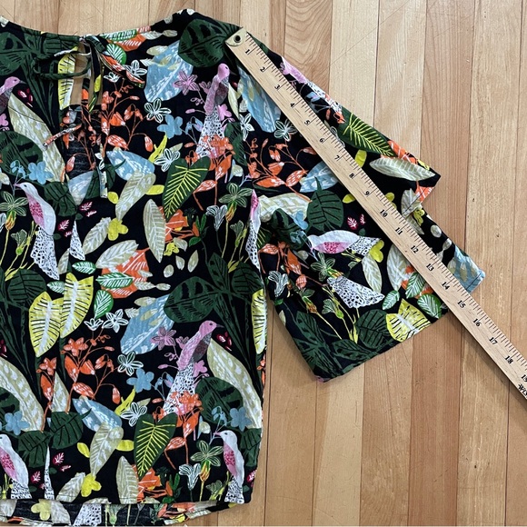 Per Una Bold Tropical Flower & Bird Print with Ruffled Sleeve Top - UK 8 / US 4 - Picture 16 of 16